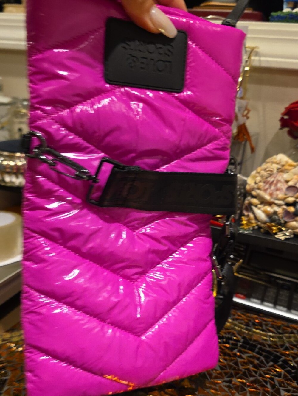 Hot Pink Quilted Crossbody Bag - Picture 3 of 6